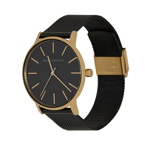 Gold-Toned Black Mesh Band Watch