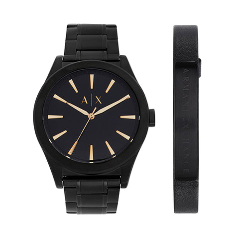 Matte Black Watch And Bracelet Gift Set