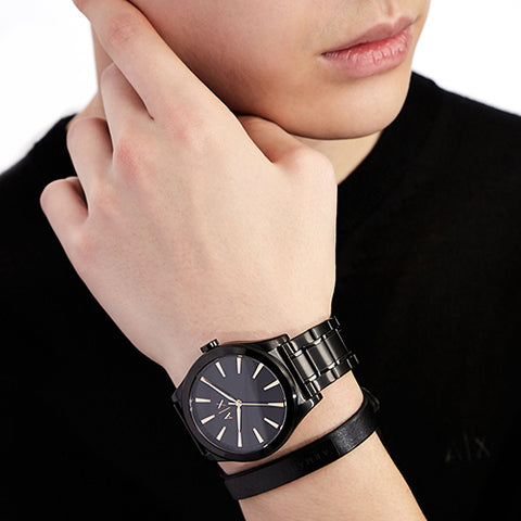 Matte Black Watch And Bracelet Gift Set